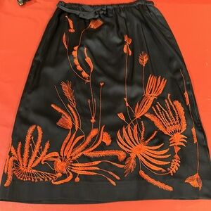 Dries Van Noten Mid Length Blue Skirt with beautiful Red Stitching